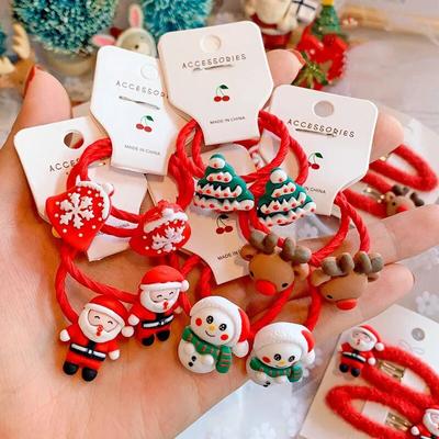 2 pezzi di Natale per bambini elastici per capelli ragazza calzino pinguino forcina graziose clip decorazione per capelli coreana accessori per capelli