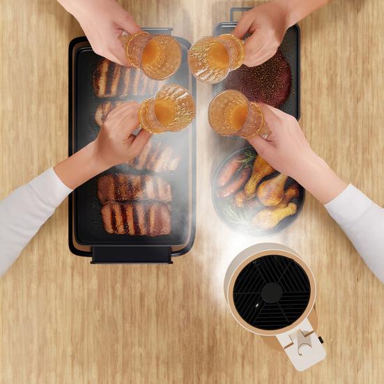 Small Range Hood Air Purifier Fan Quiet Portable Desktop Air Cleaner with 5-Layer Activated Carbon Filter 3-Speed Adjustable Smoke Odor Remover