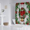 1pc Christmas Bell Print Waterproof Shower Curtain Bathe Curtains Partition Multiple Sizes 12 Hooks Privacy Protection