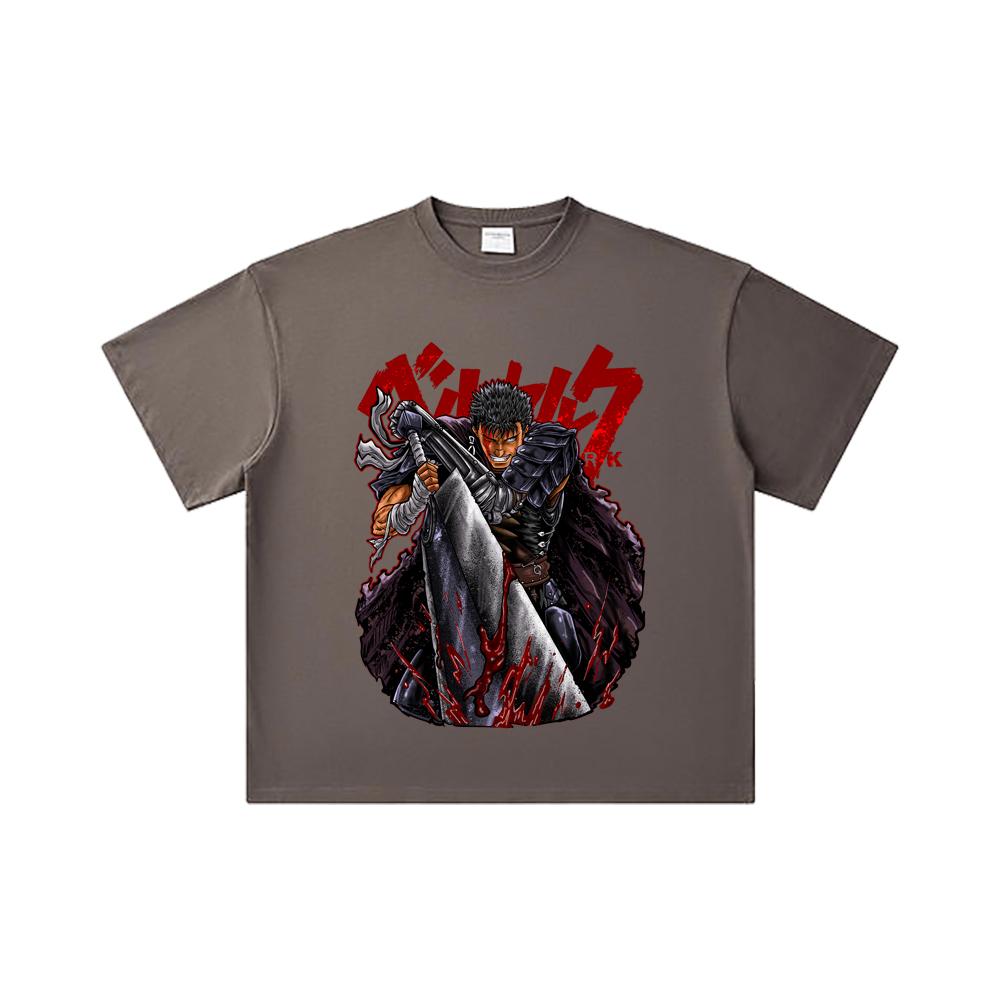 260 GSM Double Yarn 32 Count 100% Cotton Berserk V7 Print Unisex Heavy Cotton T Shirt… More