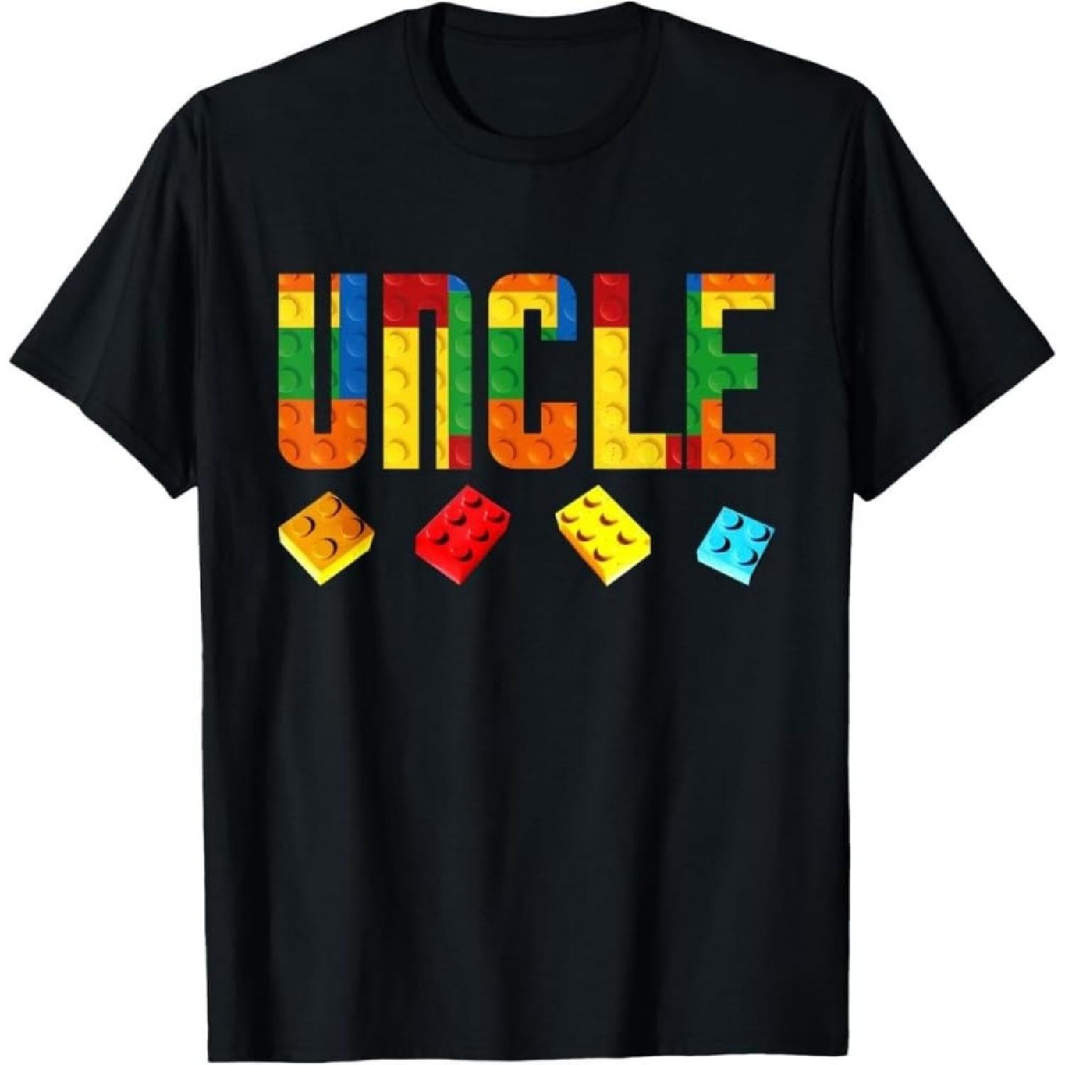 Family Fun_ Uncle Master Builder with Building Blocks - Birthday T-Shirt S