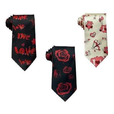 Cravate Moderne Texturée en Soie pour Homme Motif Rose Cœur Ours Cravate Longue pour Événement Formel et Sorties Décontractées Coupe Ajustable