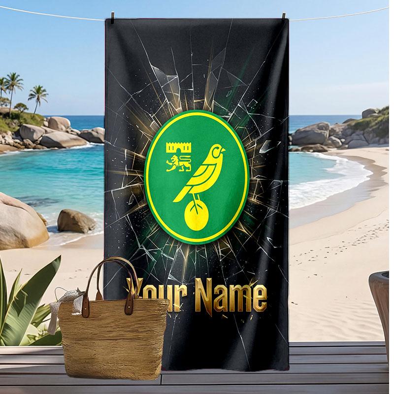 Norwich City Personalisiertes Bedrucktes Strandtuch Fußballlogo Unterstützung Benutzerdefinierter Name Text Absorbierendes Handtuch Für Sport Reisen Besonderes Geschenk