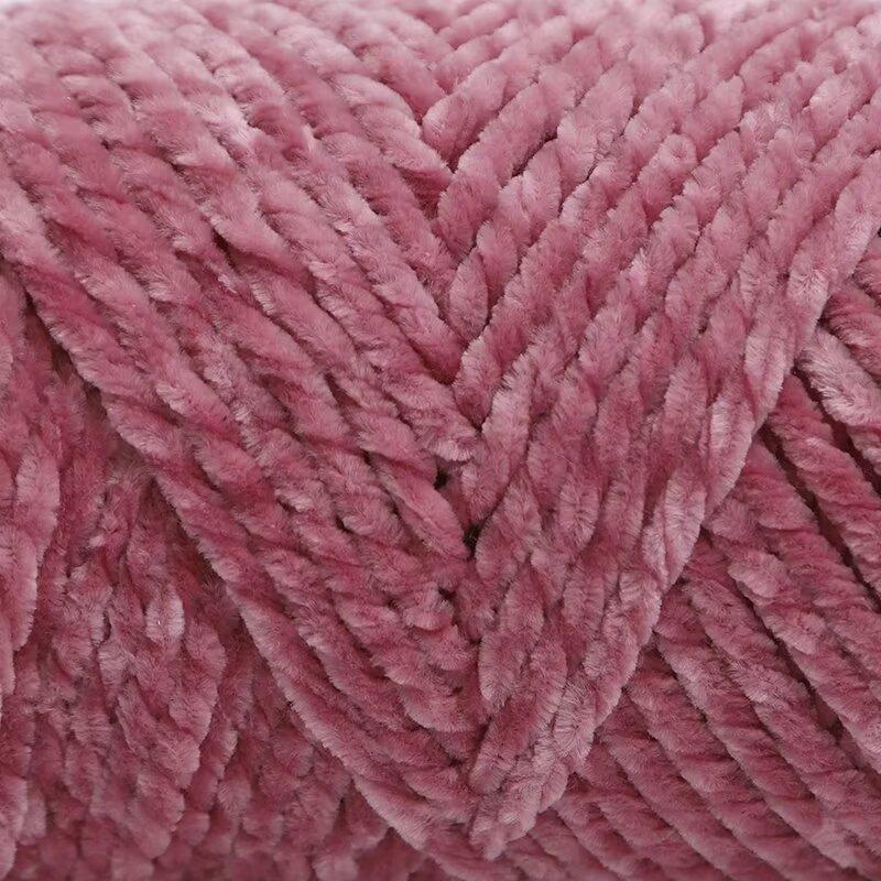 3 Strands Glossy Velvet Hand-Woven Thread Woven Scarf Doll Blanket Chenille Thread Segment Dye 100G Ball