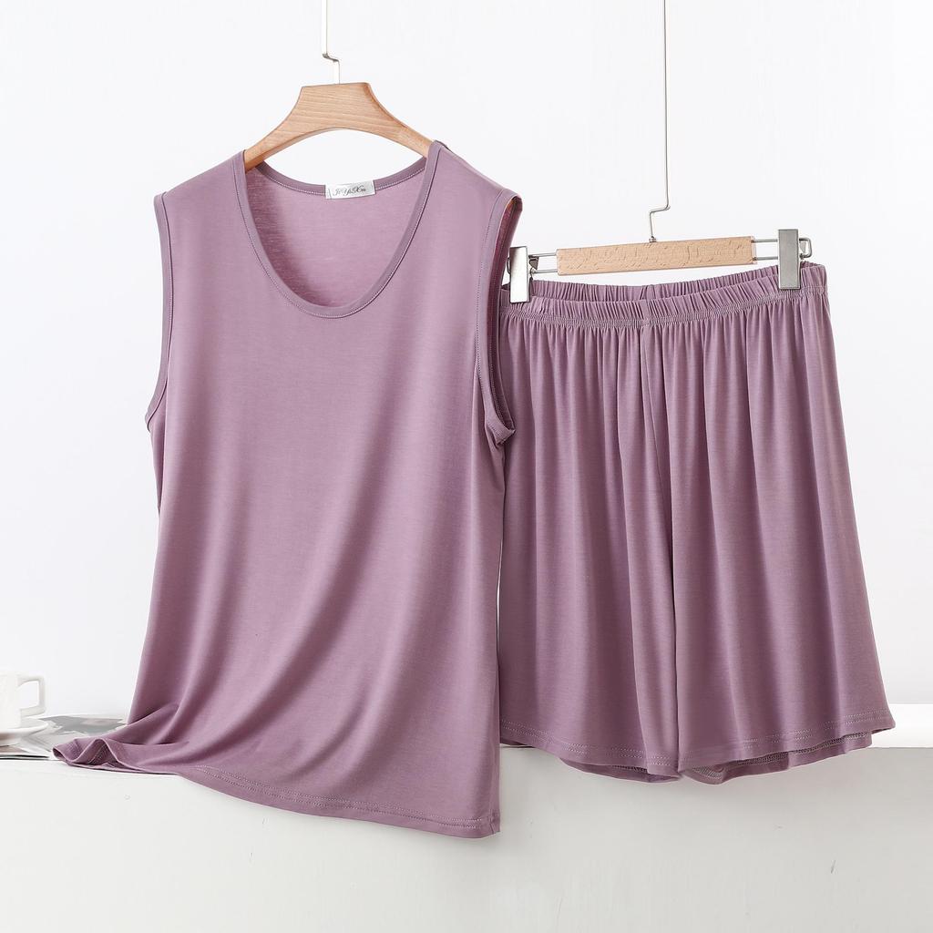 Women's Modal Pajama Set: Sleeveless Tank Top & Loose Shorts, Summer-Weight Plus Size Homewear