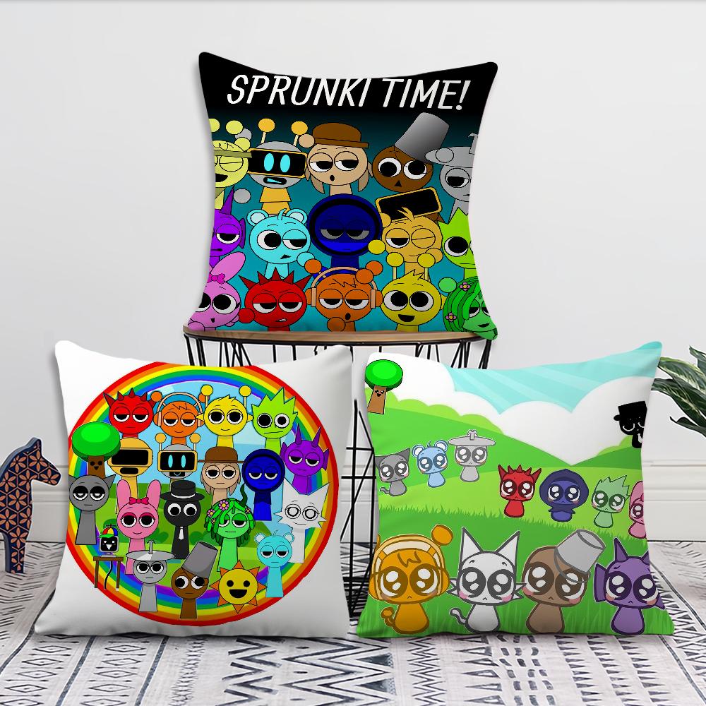 Funny Game Cartoon S-Sprunki Cushion Cover Cushion Room Bedroom Headboard Sofa Living Backrest Nap Time Pillow Case