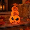 Horror Pumpkin Light Halloween Stacking Light, LED Light-up Decoration for Portable Party, Glowing Hanging Ornament with Metal Ring Three Layered