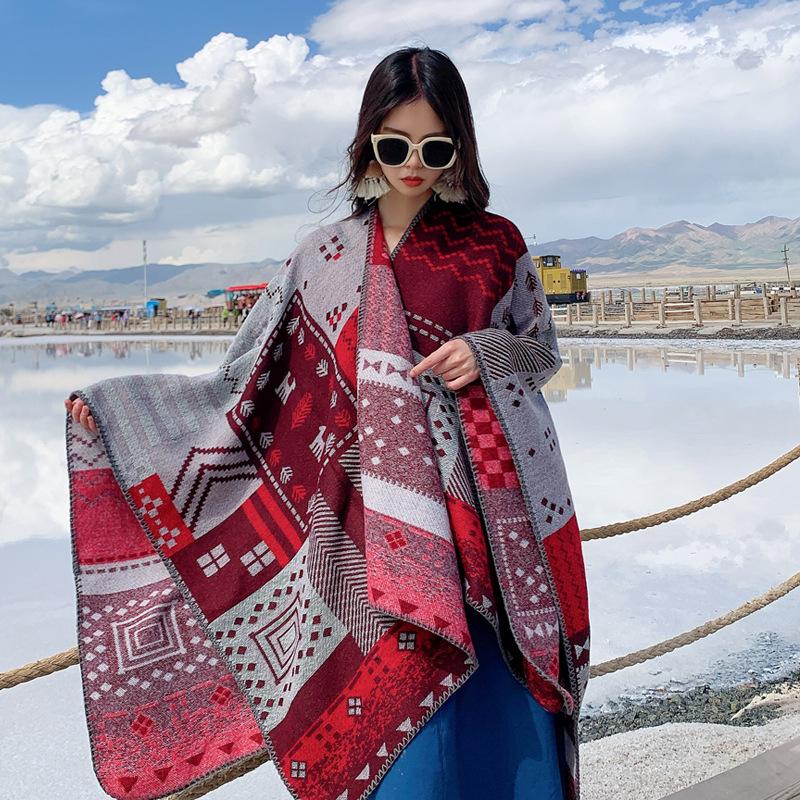 Women Shawl Wraps MODERN NEW SAGA Wool Scarf Knitted Cardigan Wool Stoles Autumn Winter Female Shawls Knit Tippet