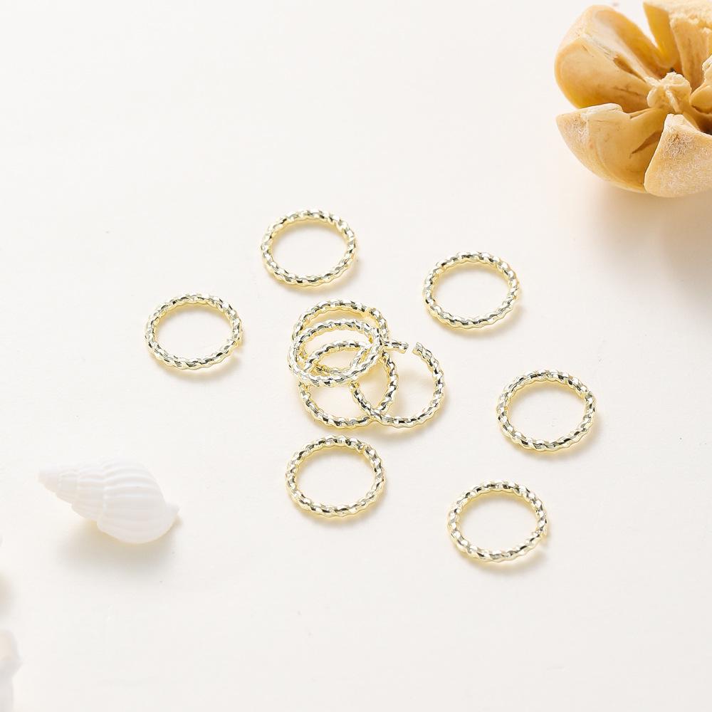 14k Gold-Plated Copper Twisted Open Ring - DIY Jewelry Accessory, Embossed Design, Color-Preserving.