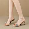 Women High Heels Slippers Crystal Pointed Toe Sandals Shoes Brand 2025 Trend Sexy Open Toe Pumps Summer Casual Sandalias Mujer