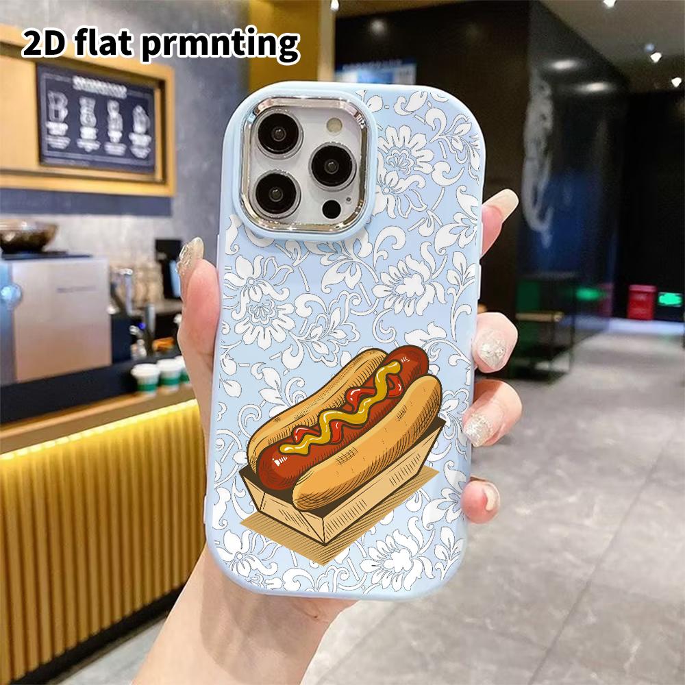 Phone Case: 2D flat design suitable for iPhone 18 17 16 15 14 13 Pro protective case, couple style, hot dog, Christmas and Halloween gifts