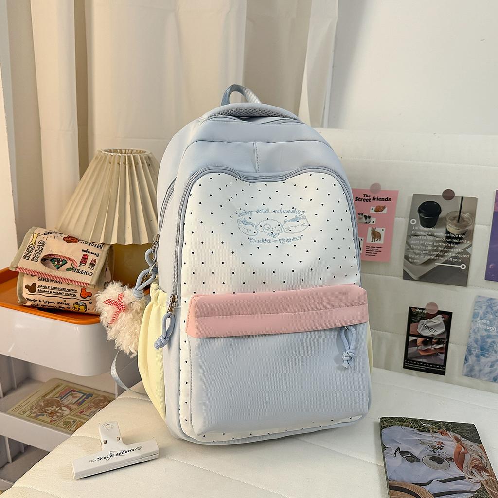 Schoolbag new Japanese girl polka dot printed backpack high value small fresh primary and secondary school student schoolbag casual backpack