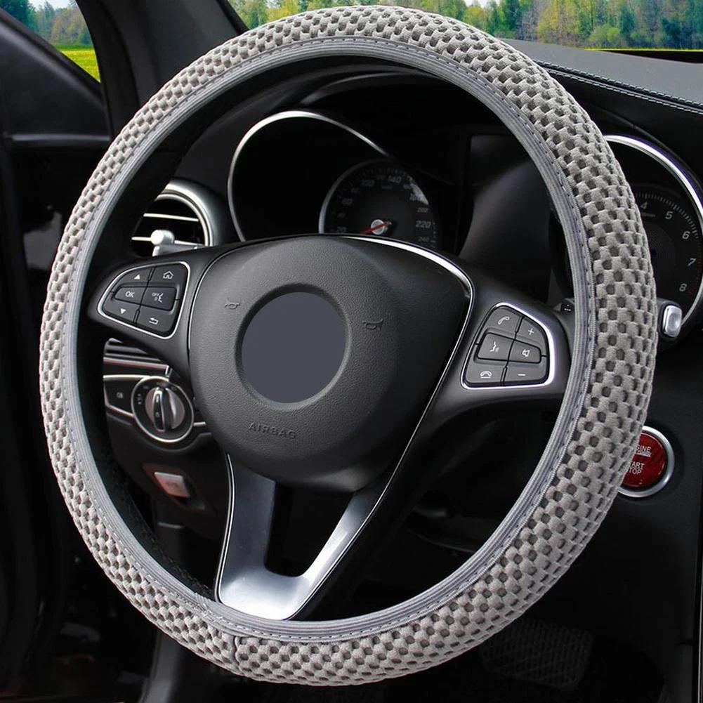 Universal 38cm Car Steering Wheel Cover For All Seasons Anti-slip Sweat-absorbent Ring Elastic Grip Easy To Install and Remove