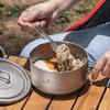 Ultra-Light Pure Titanium Camping Pot 1L Single-Layer Rice Cooker With Foldable Handle 1-2 Person Outdoor Use