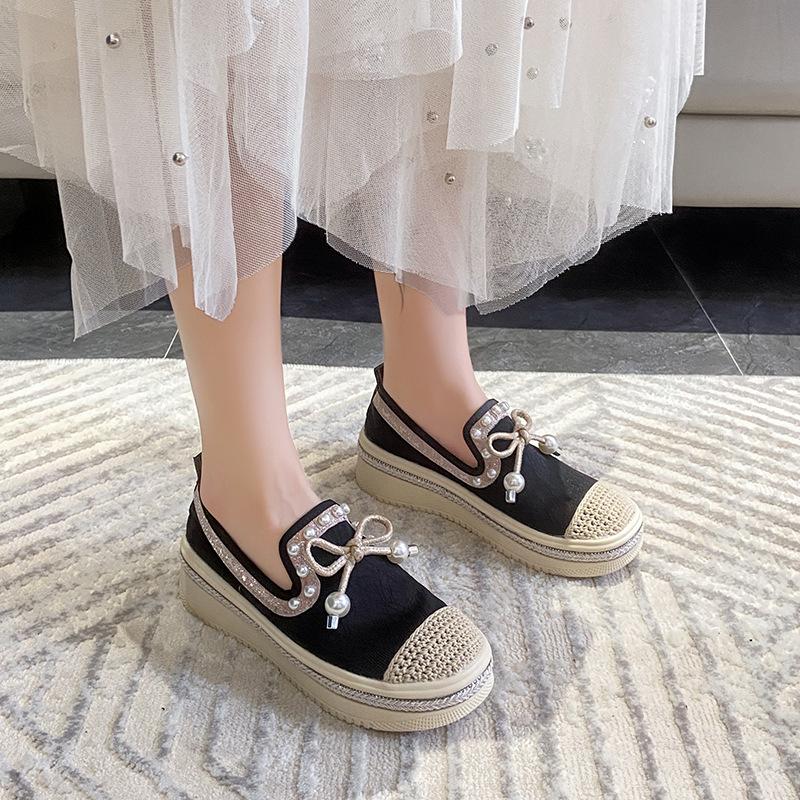 Women's Shoes Korean Version Bow Fisherman Shoes Women's Casual Mesh Shoes Flat Shoes