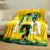Yellow Brazil Soccer Designed Flannel blanket for bedroom, living room, sofa, and nap