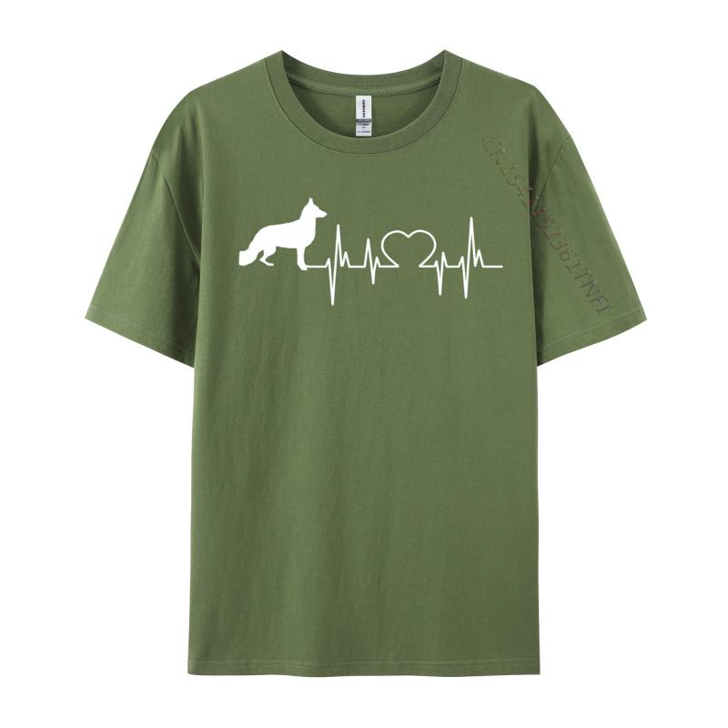 Gerunisex Shepherd Dog Gsd Heartbeat Printing TShirt Normal Coupons Male Valentine Day Tops Shirt Normal TShirt Premium Cotton