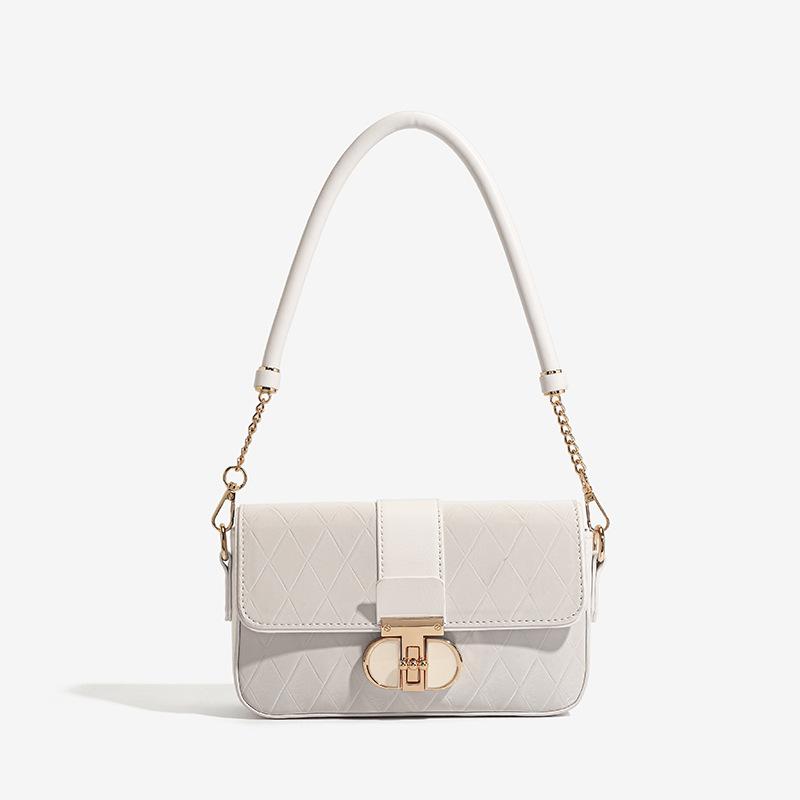 Textured Diamond Square Bag New Peach Oolong French Armpit Bag Niche Plaid Single Shoulder Crossbody Bag for Women