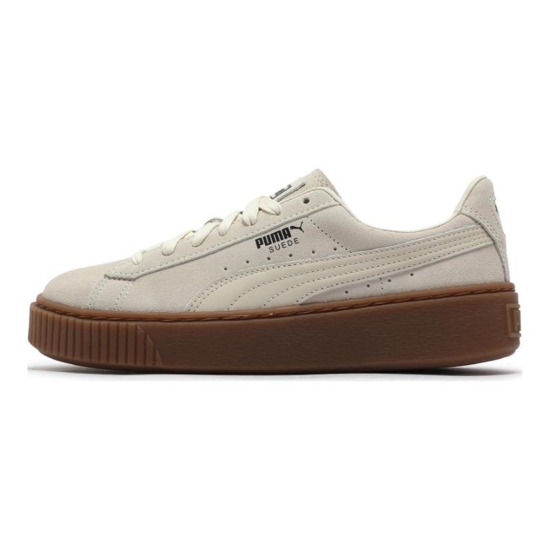 PUMA Suede Platform CORE Women Vintage Low Top Skate Shoes Snow White Gum Brown 363559-19