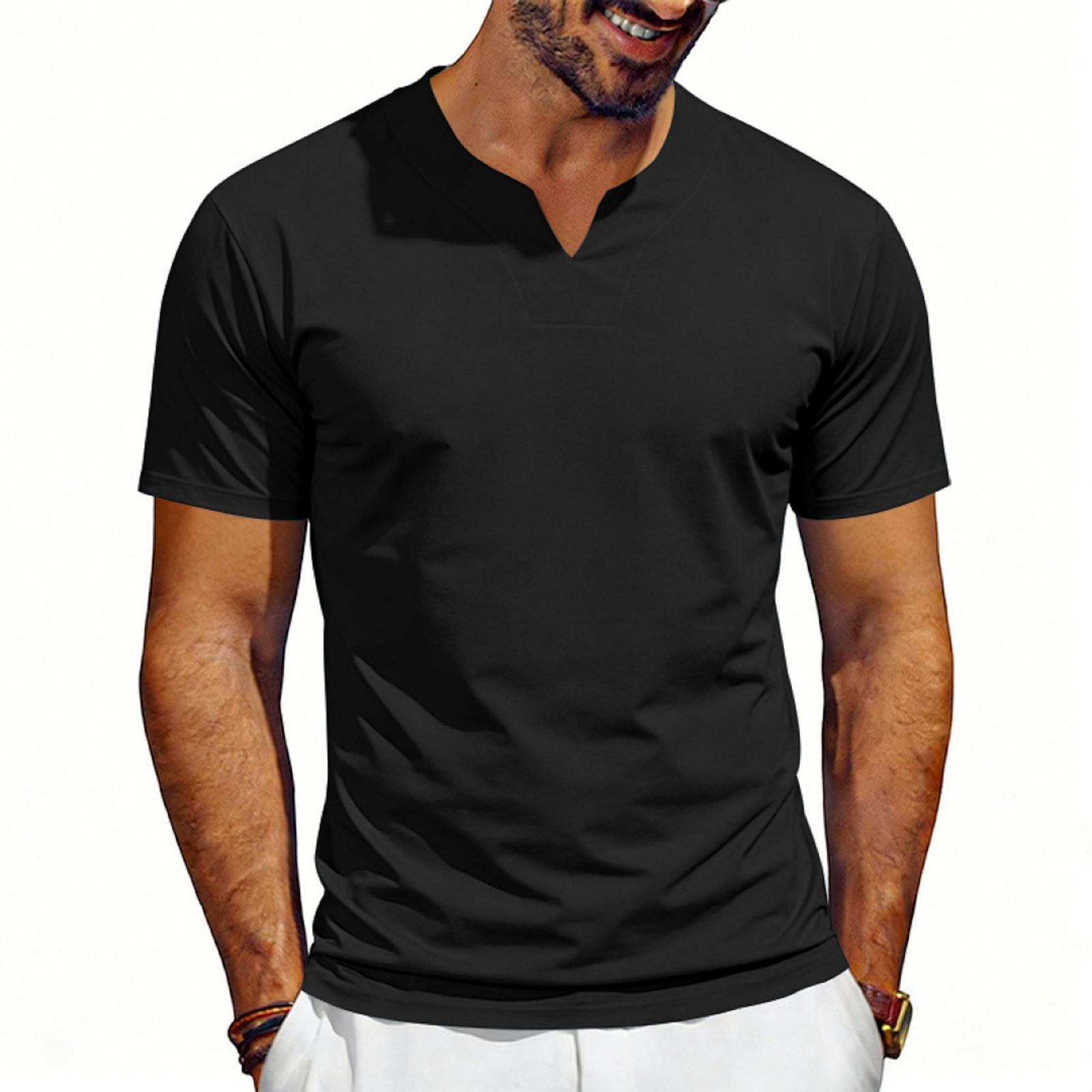 

Men s British Gentleman V-neck Shirt - Quick-drying, Skin-friendly, Loose And Trendy Short-sleeved Shirt M чёрный