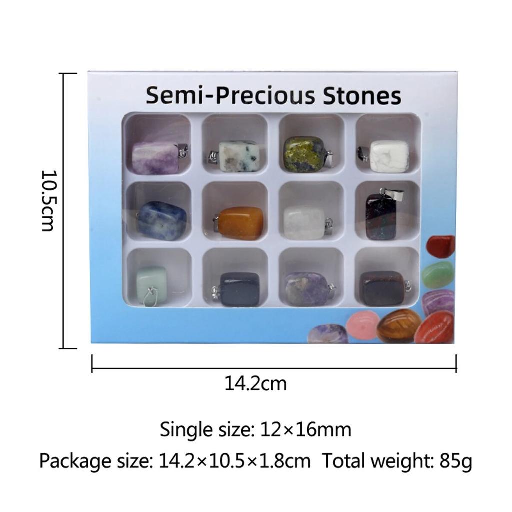 12Pcs/Box Small Pendant Natural Stone Amethyst/Agates Pendant For Jewelry Making DIY Necklace Bracelet Earrings Accessory