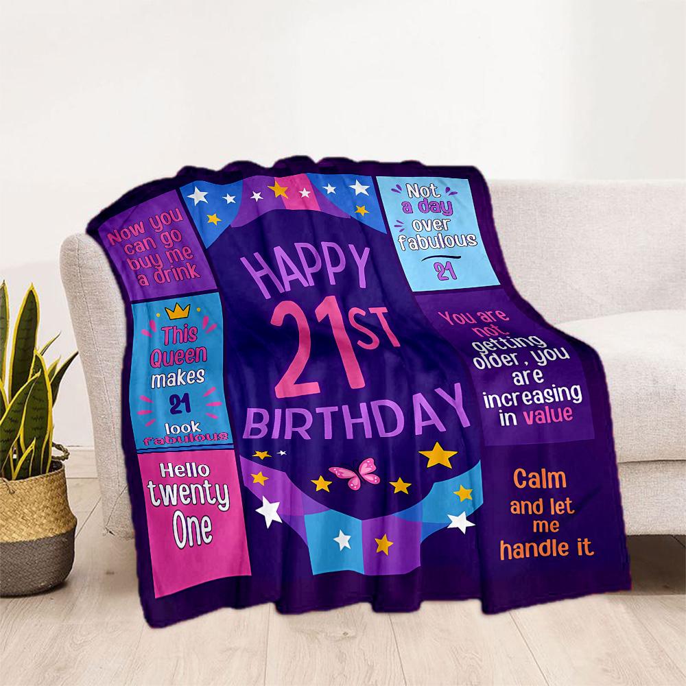 1pc 21th Birthday Celebration Blanket Soft and Warm for Sofa Office Camping Travel Livingroom Great Gift for Friends and Family Comfortable