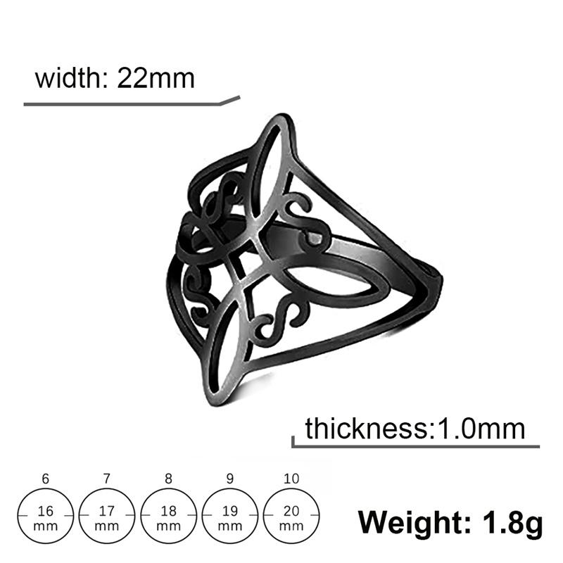 Witch Knot Stainless Steel Ring for Women Wiccan Cross Celtics Knot Protection Amulet Jewelry Gift