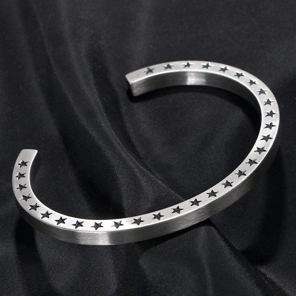 Bracelet Star Star Open Bangle Stainless Steel Silver [ZIYMU] Men's Women's zm-b-027s