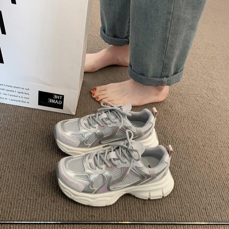 

Platform dad shoes women 2025 new spring and summer breathable mesh student running fried street single net casual sports shoes 35