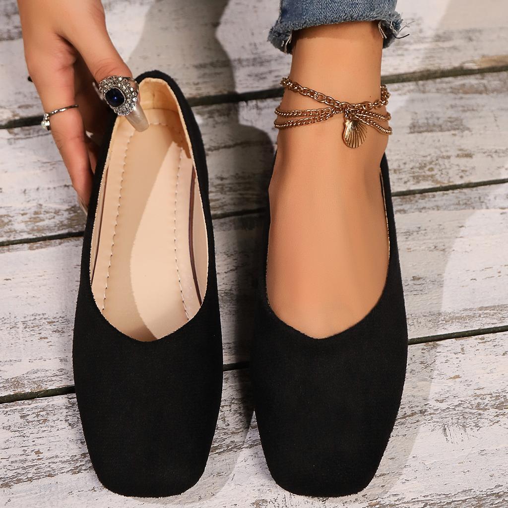 Plus Size 36-43 Women Flats Slip On Flat Shoes Candy Color Woman Boat Shoes Black Loafers Faux Suede Ladies Ballet Flats Shoes