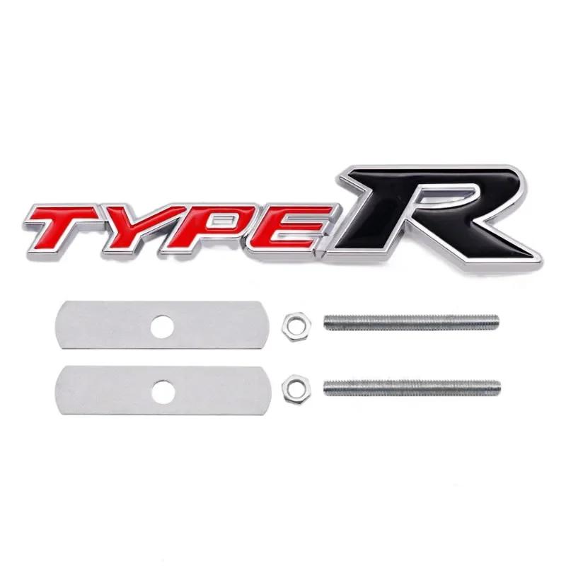 3D Metal Type R Logo Front Grill Badge Rear Trunk Emblem Sticker Decals For Honda Civic TYPER CRV HRV Accord Fit Car Accessories