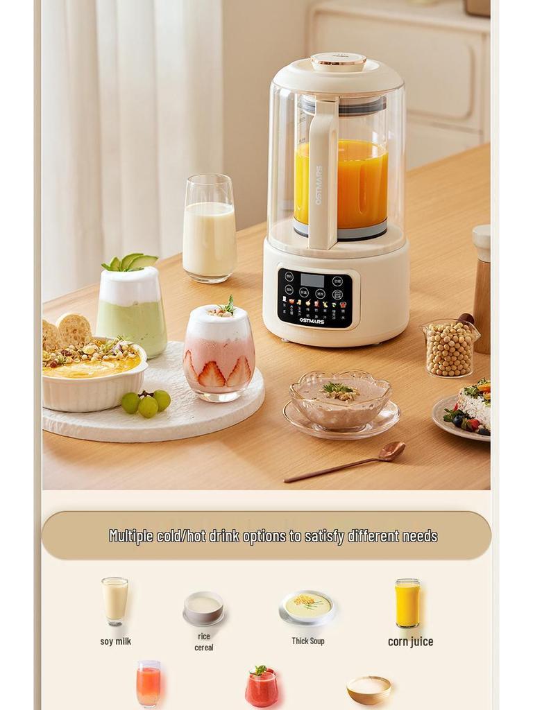 OSTMARS Silent Multifunctional Soy Milk Maker & Food Processor for 3-4 People - No Filter Needed, Fully Automatic.