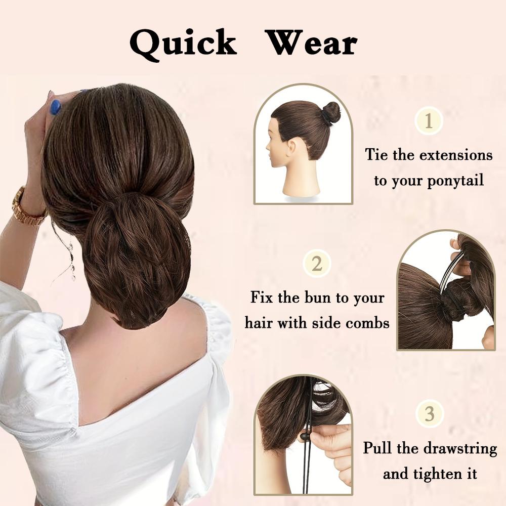 MISSQUEEN Syntetický drdol do vlasů Příčesek Plně Krátký Drdol Ponytail Přírodní Černé Vlasy Chignon S Hřebínkem Sponou Drdol Updo Stahovací Drdol Vlasové Příčesky