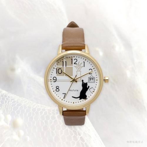 Fieldwork Women's Analog Watch with Leather Strap, Calendar, Date Display, Cat Design, Nyakare, Brown, ST295-3