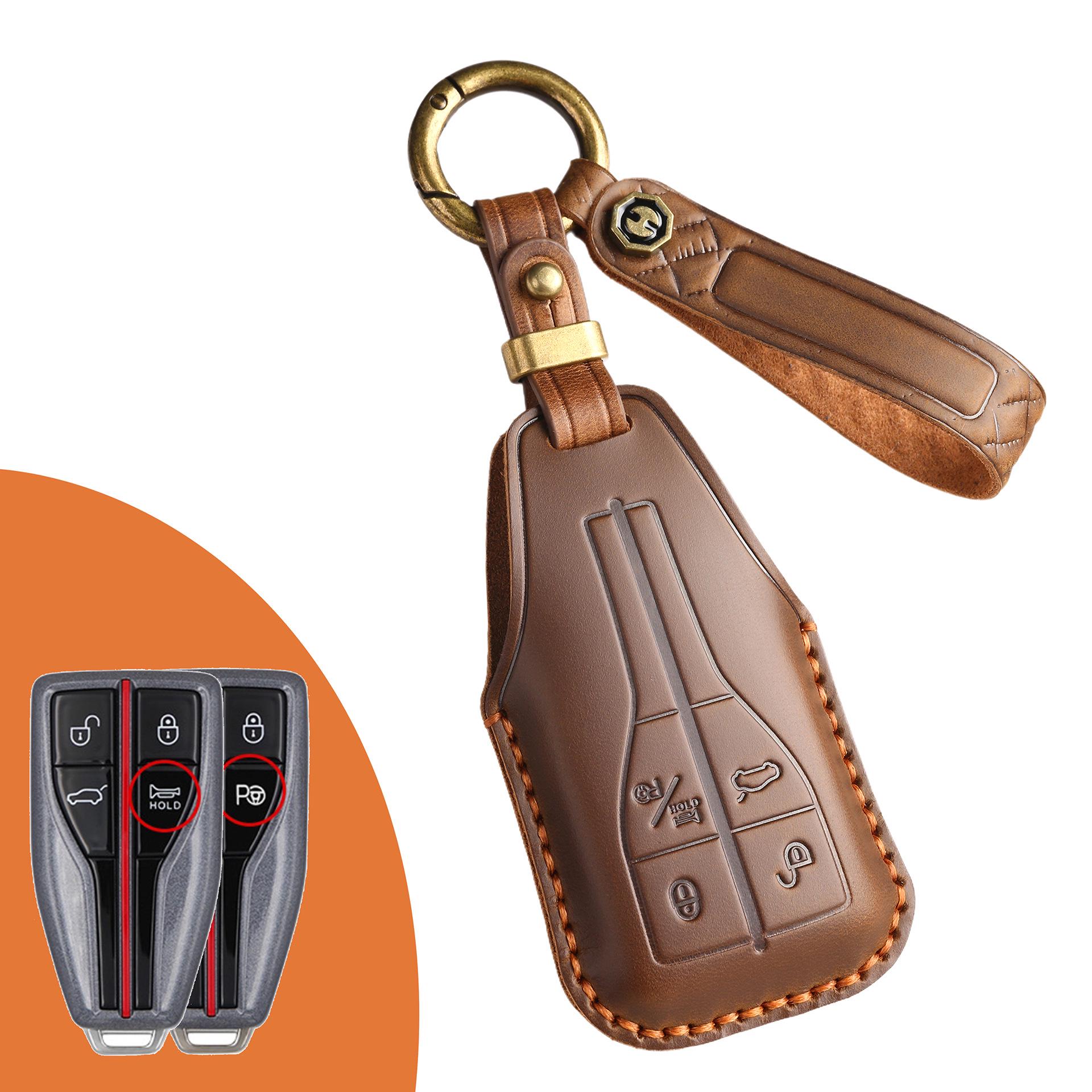 

Handmade Leather Key Cover for Hongqi H5 H7 H9 HS7 HS9 коричневый