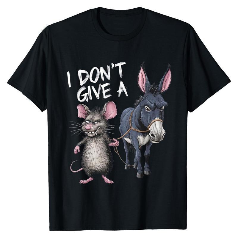 

Men s Funny I Don t Care Mouse and Donkey Graphic T-Shirt - 180g Cotton Vintag 4XL