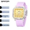 Sanda Fashion Color Block Kids' Silent Quartz Square Exam Watch – 3D Creative Unisex Design