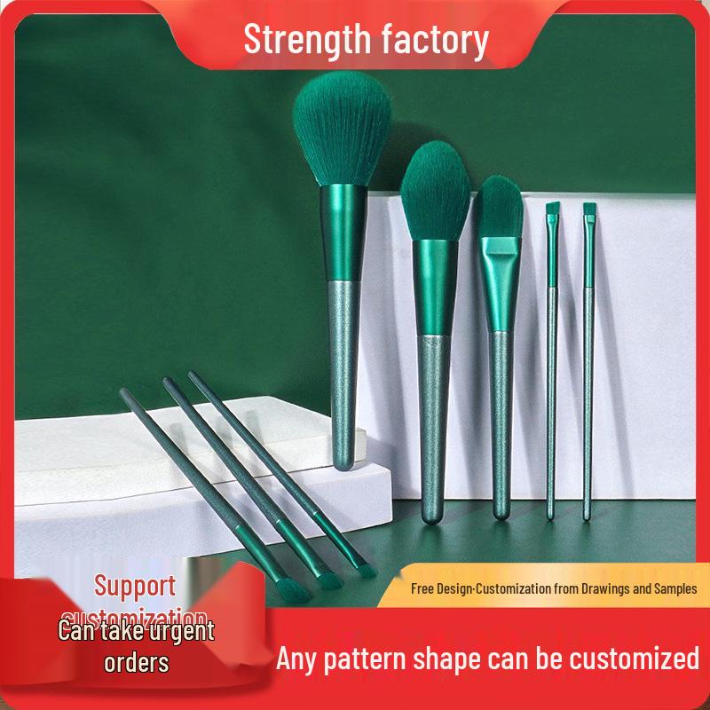 

Popular 8-Piece Emerald Makeup Brush Set for Powder, Eyeshadow, Brows, and Concealer изумрудный
