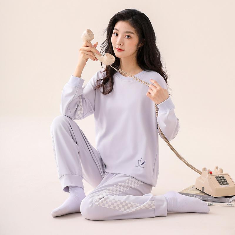 [Soft Cotton] Pajamas Women'S Pure Cotton Long-Sleeved Trousers Loungewear Casual Wear Suit