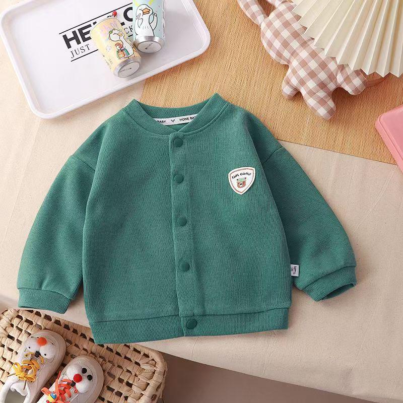 Stilvoller Strick-Cardigan mit langen Ärmeln für Baby-Jungen und -Mädchen - Frühling & Herbst Lässige Mode Basisschicht