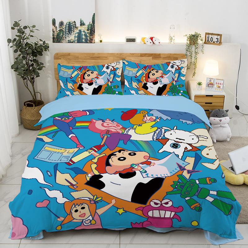 New Style C-Crayon Shin-Chan Bedding Sets Shin-Chan Duvet Cover Bed Set Quilt Cover Pillowcase Kids Adult Single/Double/Queen