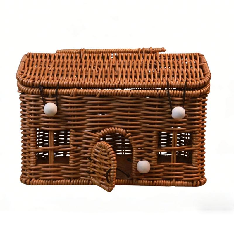 Multifunctional Wicker Storage Basket PP Woven Rustic Snack Box Organizer for Kitchen Living Room Wedding Party Decor