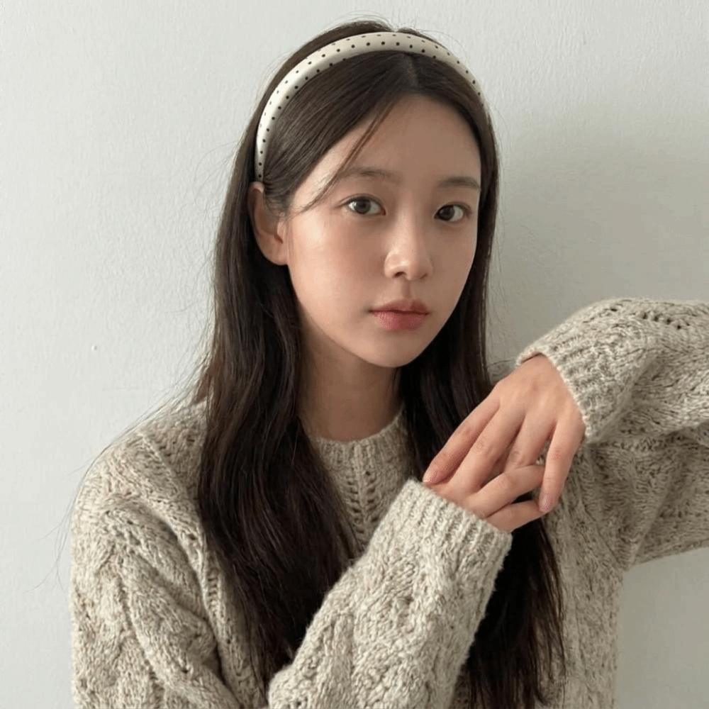 Thin Wide Headband Non-Slip Vintage Hair Hoop Elegant Polka Dot Headband  Fashion Accessory