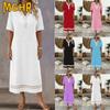 Vestidos Casuais Femininos Moda Verão Primavera Cor Sólida Estampa Decote V Manga Curta