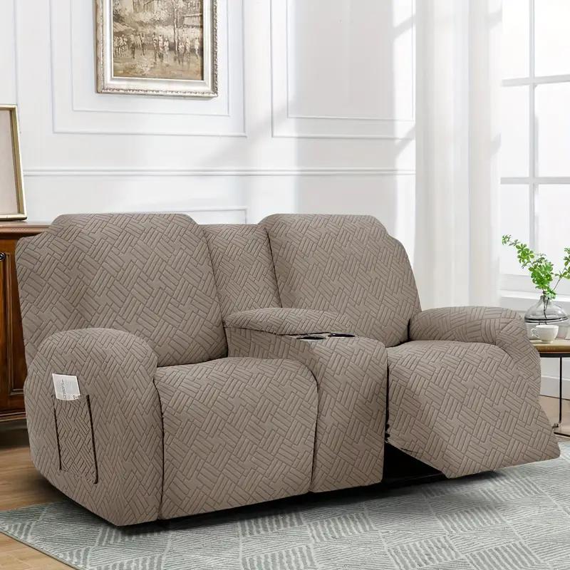 2Set Nordic Jacquard Split Recliner Armchair Cover With Cup Holder Anti-Slip Sofa Slipcover Relax Couch Covers For Living Room