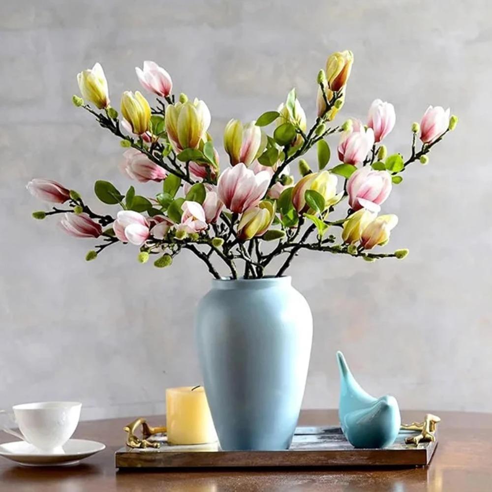 Artificial Flowers Silk Magnolia Bouquet Diy Photo Props Wedding Bridal Bouquet Table Party Vase Home Outdoor Cheap Decorations