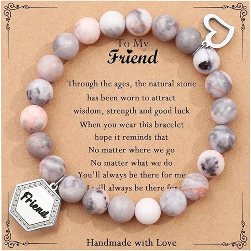 

JYL TS Bracelet Ladies Elastic Heart Charm Festival Gift Attracts Love & Joy pink zebra+to my friend розовый