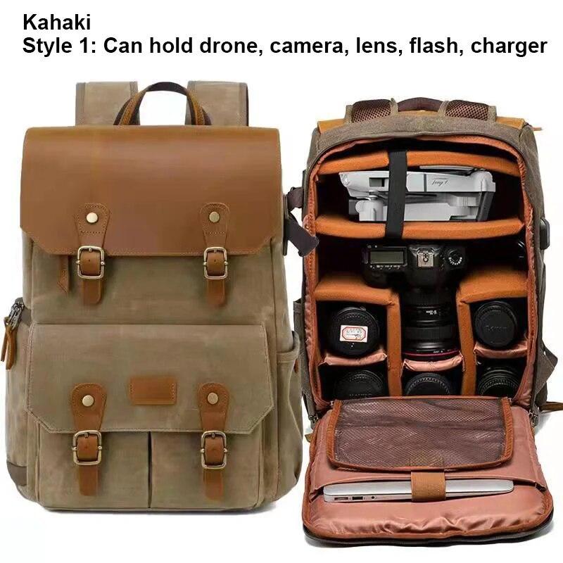 Backpack Camera Bag Waterproof Anti-theft Large Capacity DSLR Photo Bag Batik Canvas Camera Lens Bag for Canon Nikon Sony Drone
