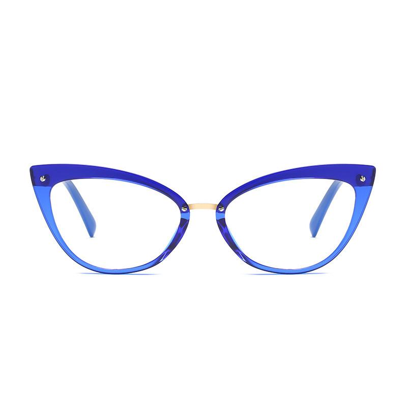 Fashion Cat Eye Anti Blue Light Glasses Frame Men Women Spring Leg Optical Computer Goggles Eyeglasses Flat Lens Trend Eyewear
