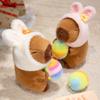 Easter Egg Capybara Stuffed Plush Toys Cute Animal Capybara Plushies Doll Bunny Rabbit Ears Hats Happy Easter Decor Kids Favor